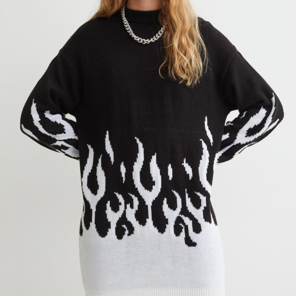 H&M Flame Print Sweater Dress